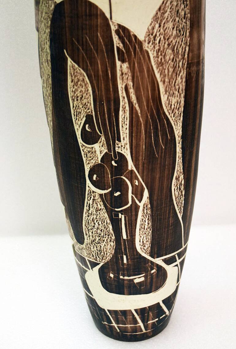 Large Ceramic Vase From Faenza With Engraved Decoration, 1970s
