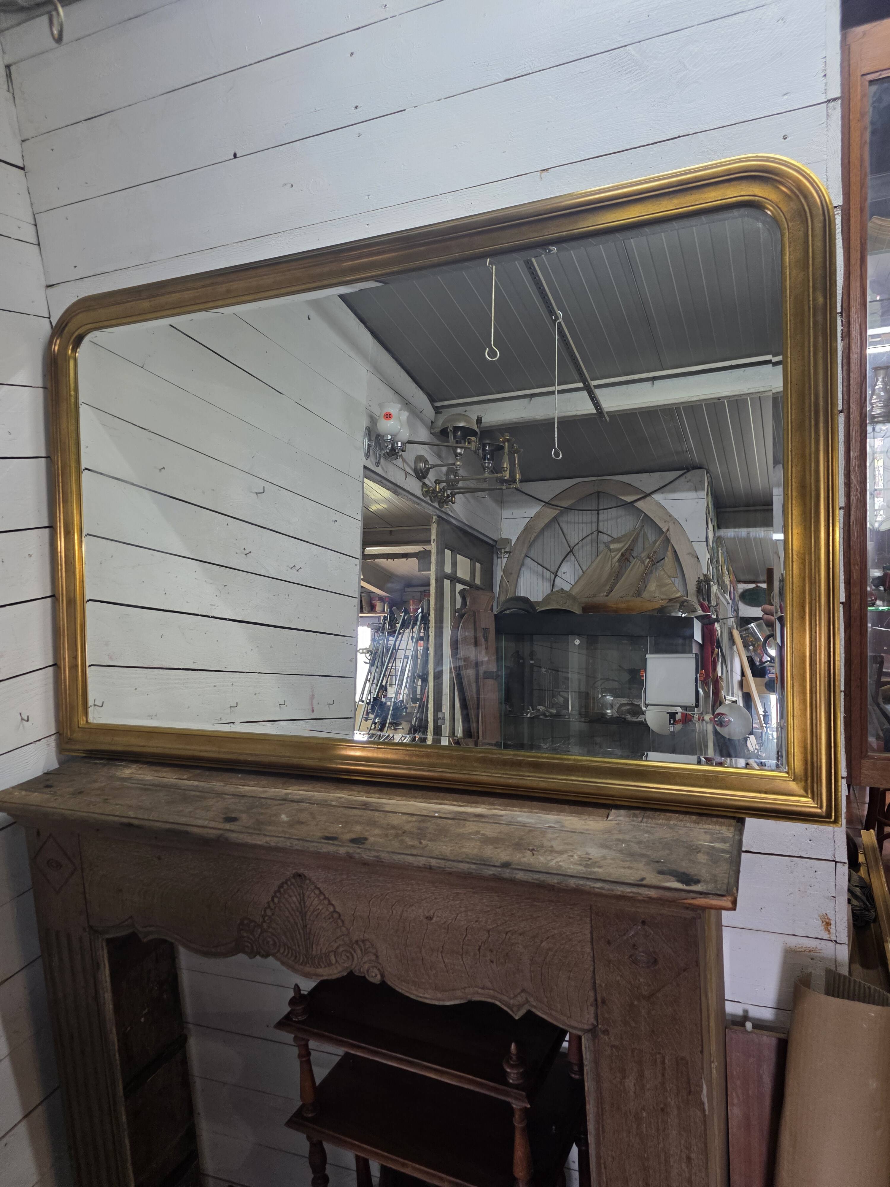 Louis Philippe style gilded mirror, mid-20th century, bevelled mirror.