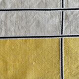 Set of 8 yellow & black checkered table napkins 55x55 cm linen