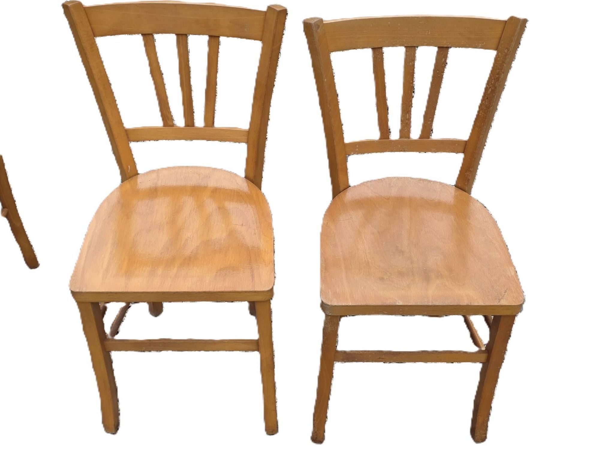 2 Bistro Chairs in Varnished Beech from the 1950s