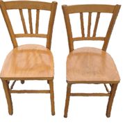 2 Bistro Chairs in Varnished Beech from the 1950s
