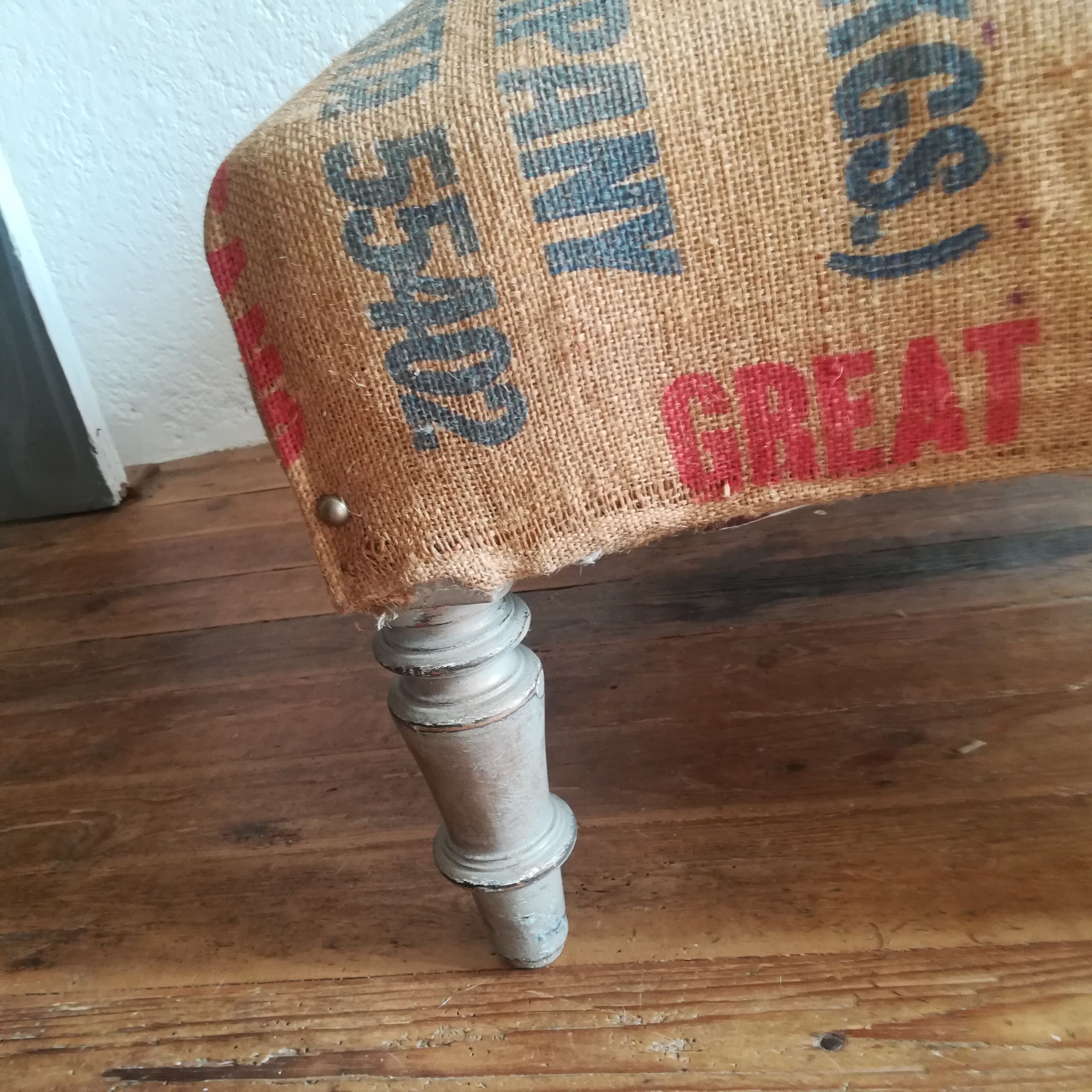 Ottoman pouf rests foot