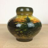 Vase boule céramique décors sapins