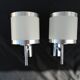 Pair of chrome design wall lights and vintage white hat 1970