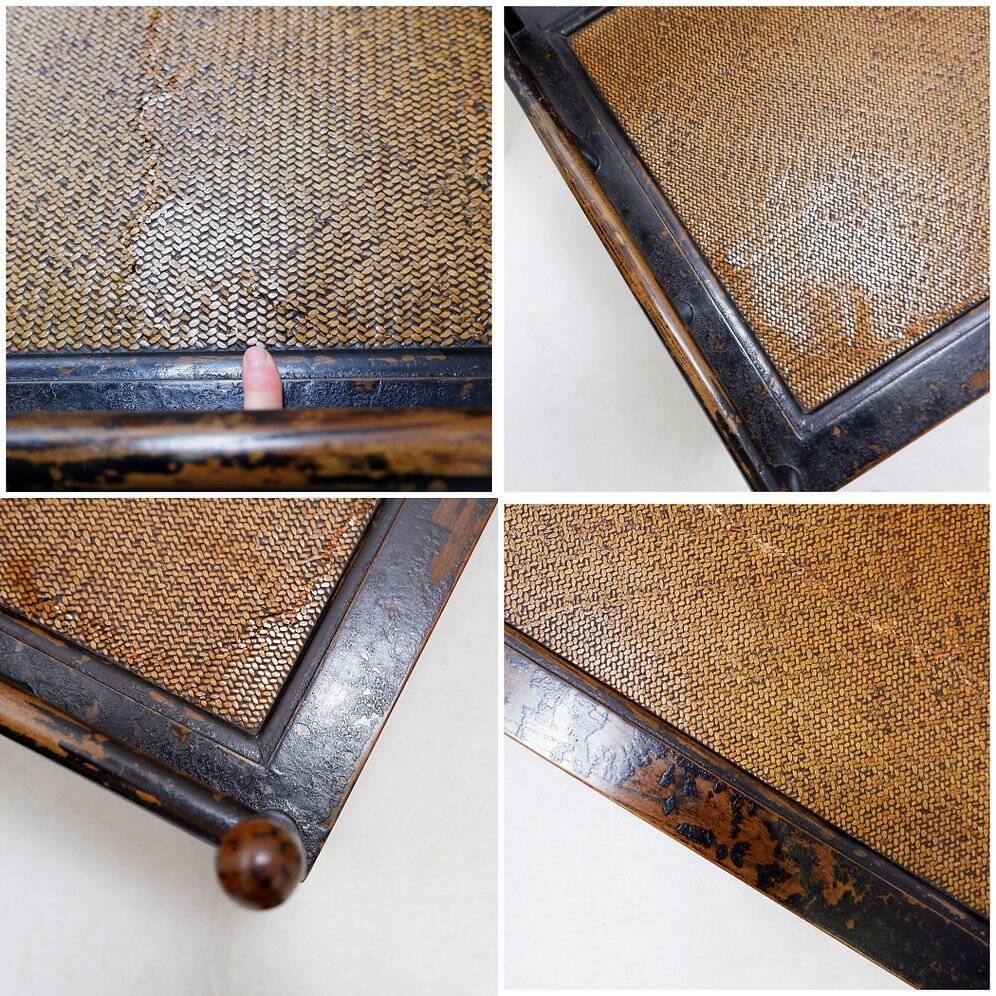 Pair of "meditation" chairs in lacquered wood and rattan - Japan, early 20th century