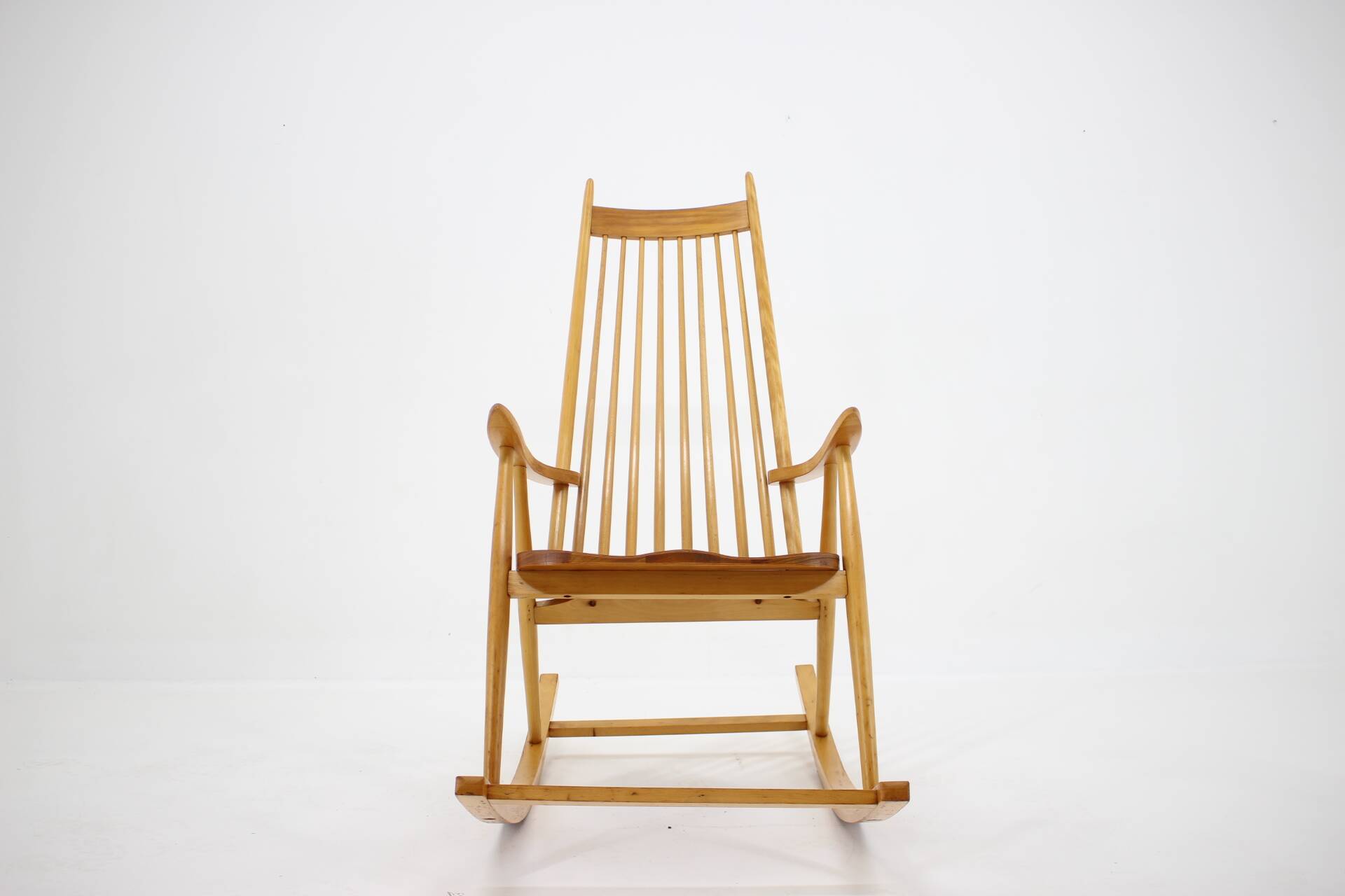 1960s Mid-century Wooden Rocking Chair, Czechoslovakia
