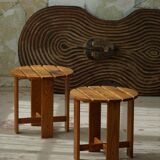 Pair of pine stools by a Swedish cabinetmaker, mid-century, 1960s.