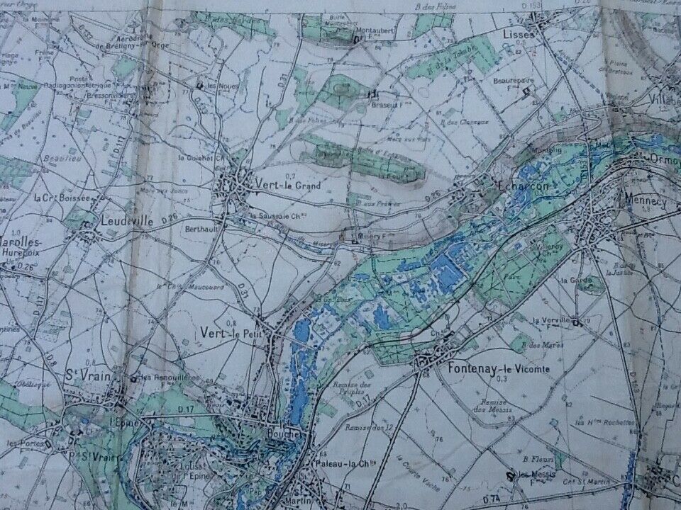 Etampes (Essonne) Geographical map of 1953 (Type1922) Drawn and published by the Institut Géog