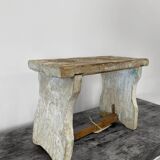 Small stool or Hungarian bench in pastel blue.