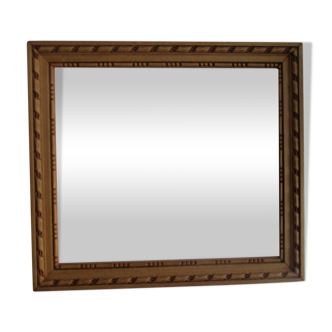Old frame light wood, carved, glazed, for subject 204 x 234 mm