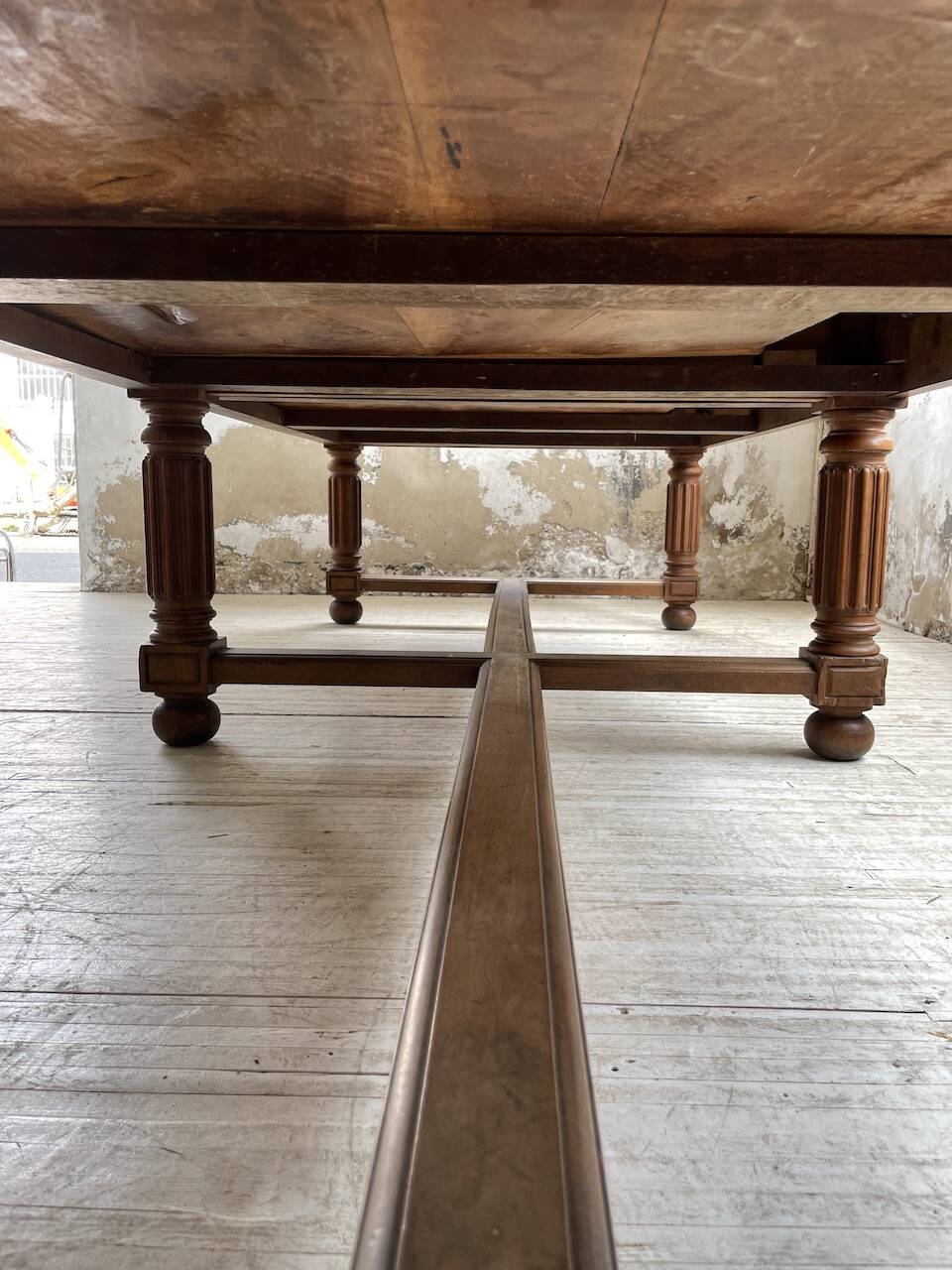 Solid walnut farmhouse castle table 1900 XXL