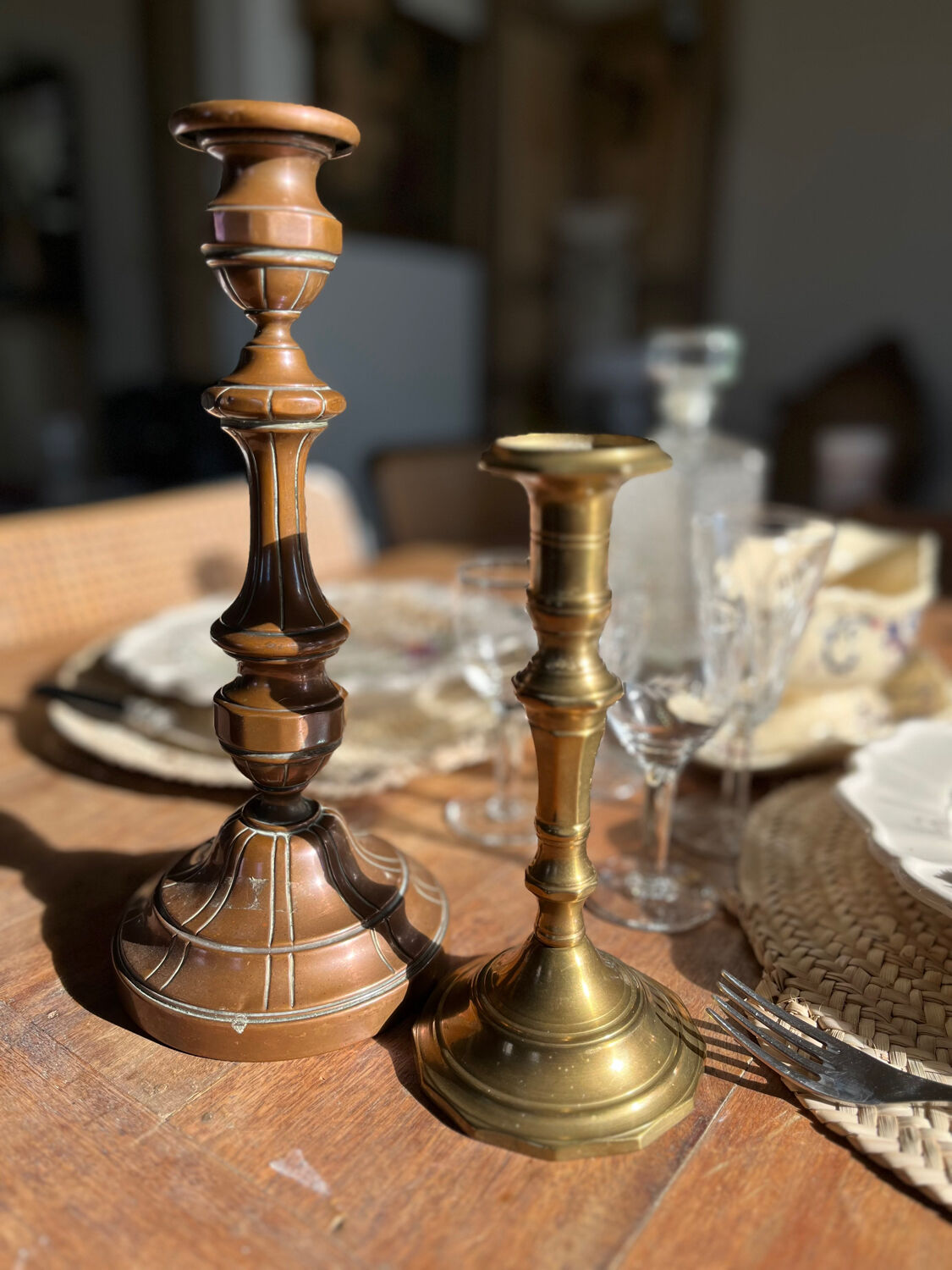 Vintage copper brass candle holder