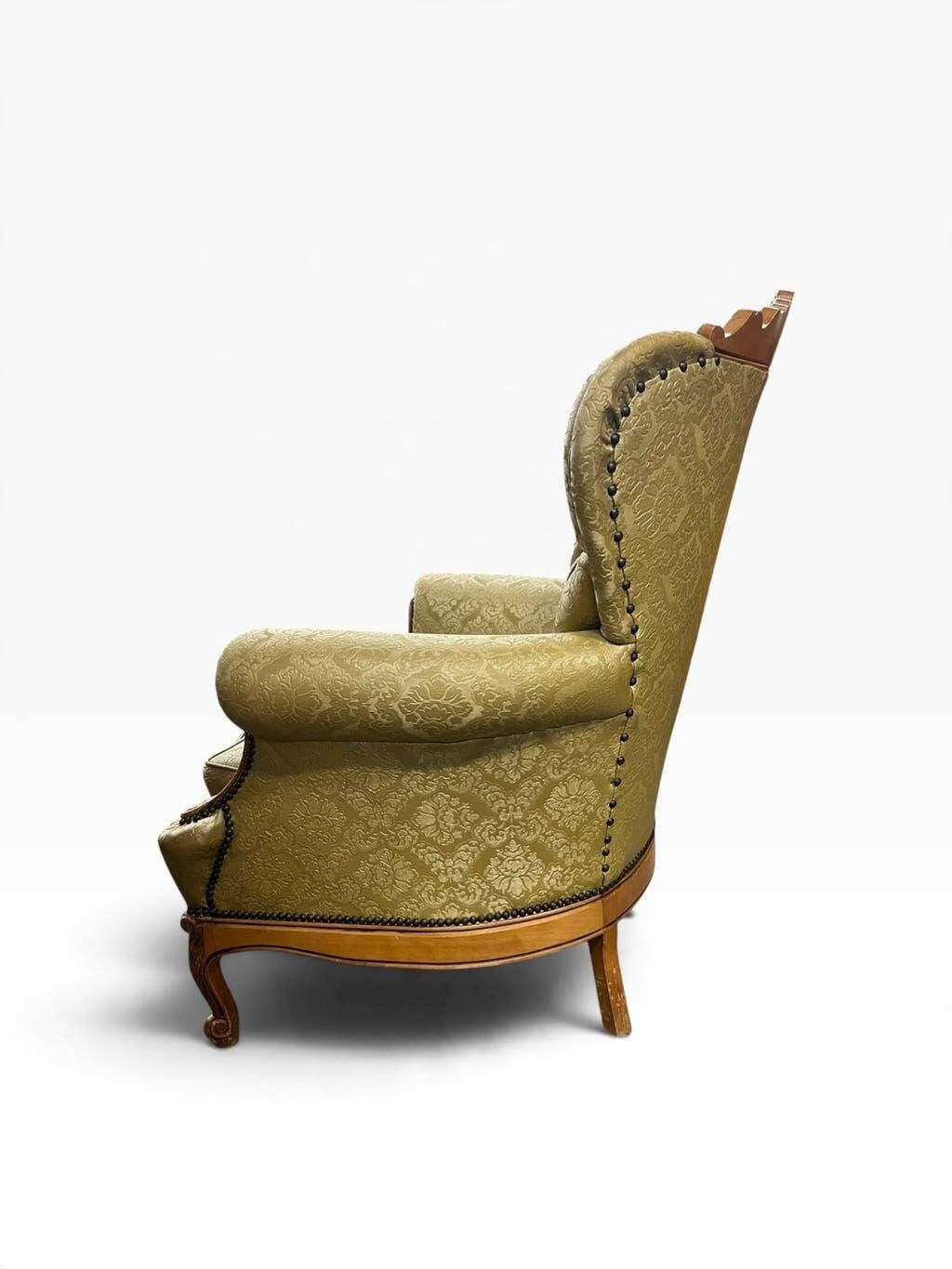 Vintage olive green baroque armchair / single seat / sofa