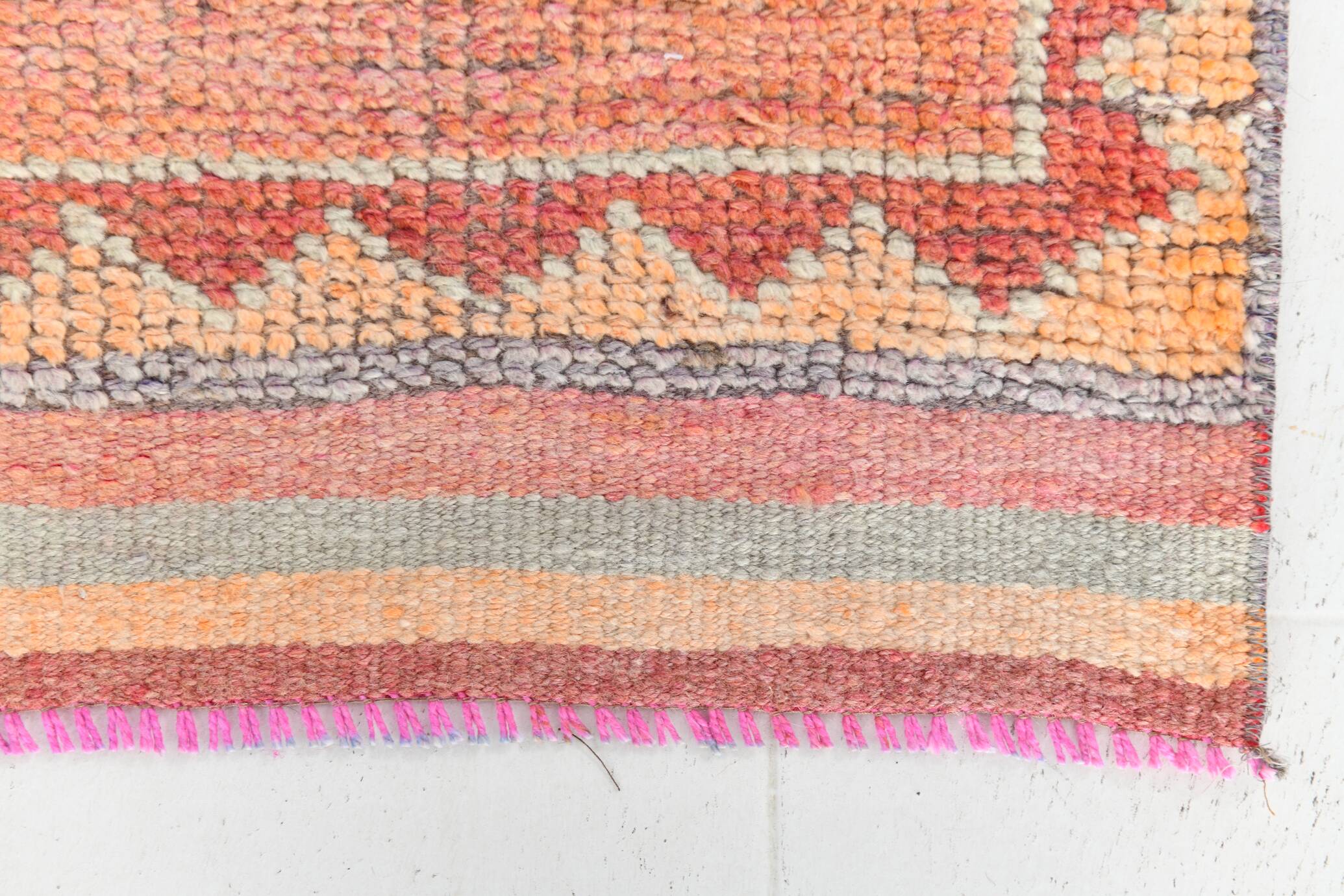 4x10 Runner Salmon Pink Vintage Runner, Turkish Wool Runner, 103x307Cm