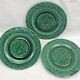 3 fruit plates Sarreguemines majolica shaded enamel Rubelles