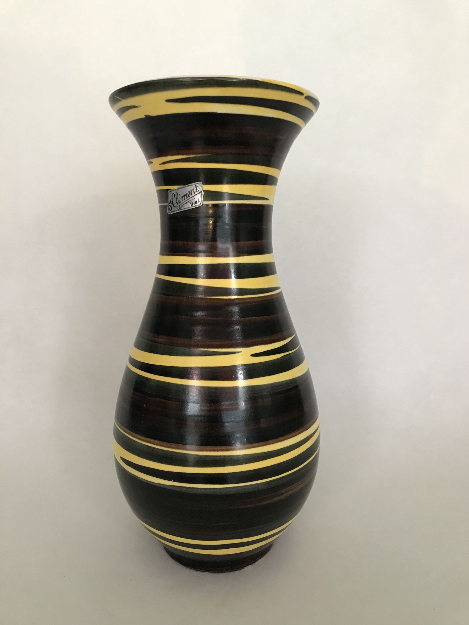 Demon vase Saint Clement, multicolored zebra decoration, numbered. Around 1950-1960