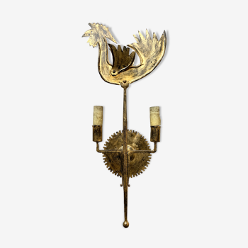 Wall lamp golden rooster 1950's