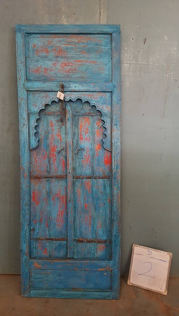 Small old door, Indian furniture, beautiful blue patina