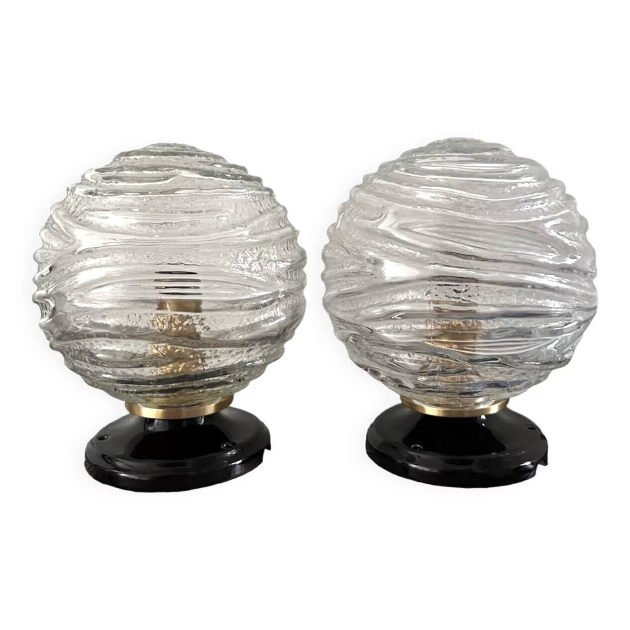 Pair of seventies globe wall lights