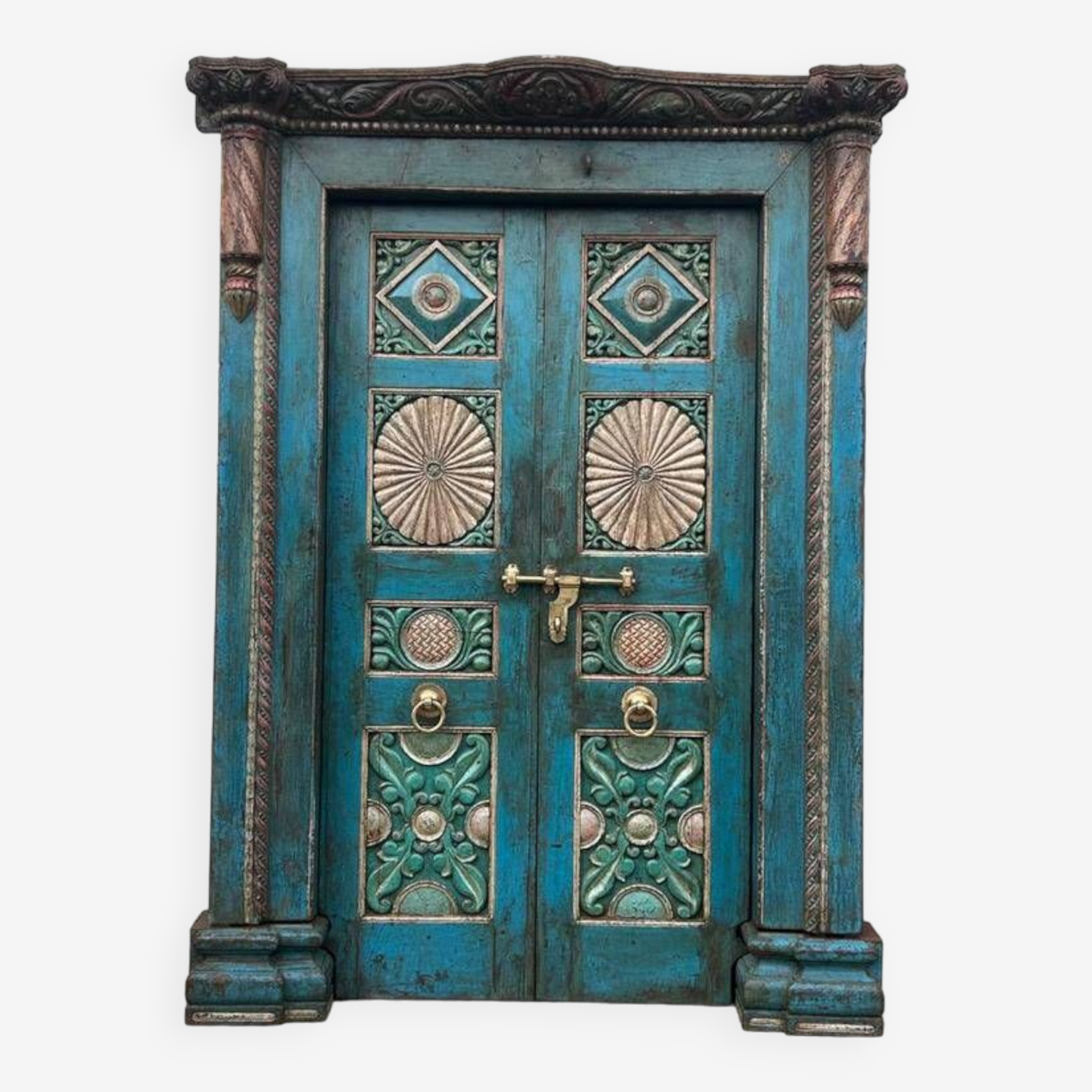Coat Hook On Old Painted Teak, Various Colours - 19thC Coat Hook On Old Painted Teak, Various Colours - 19thC