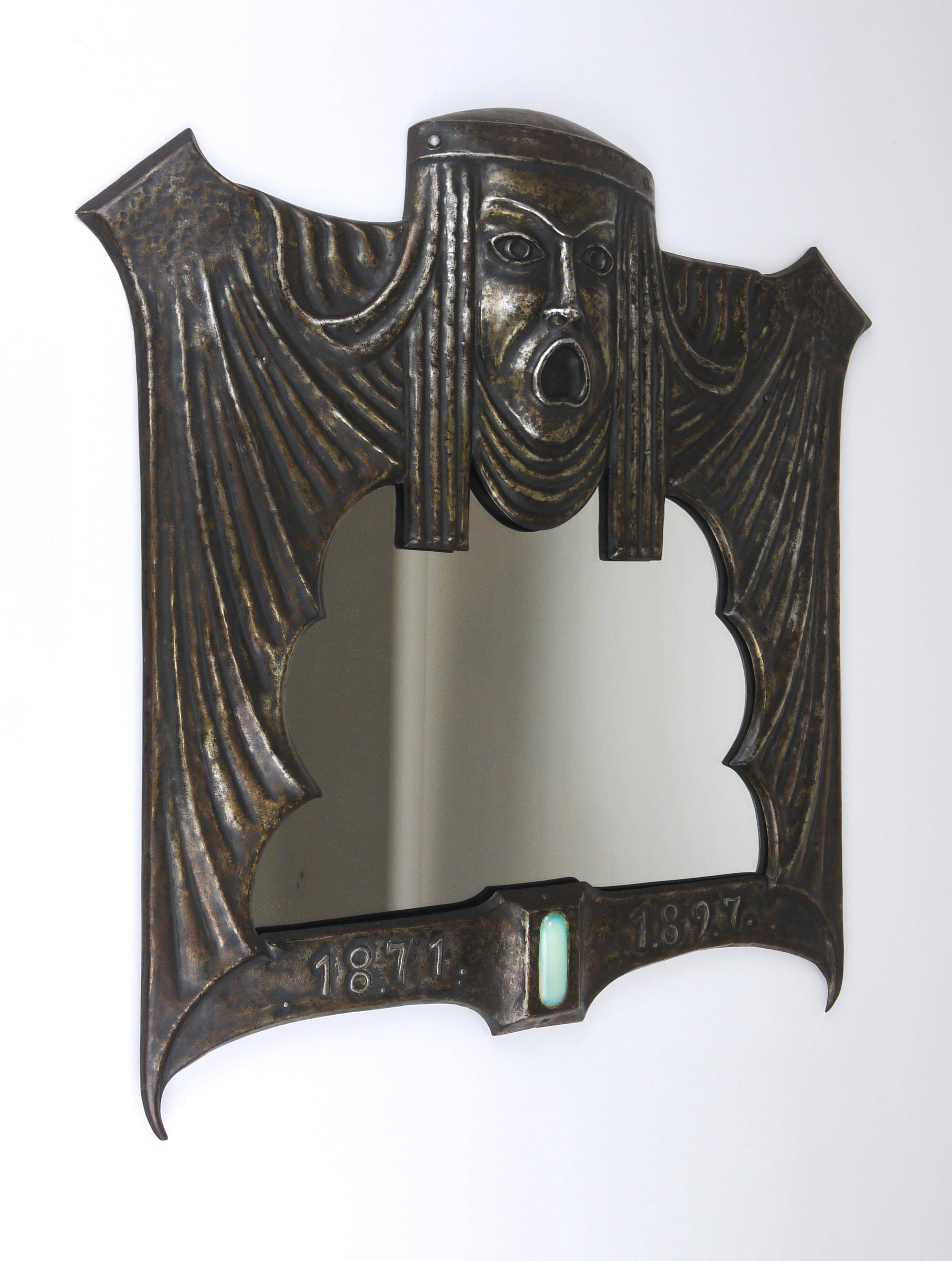Theatre wall mirror "Tragedy" Vienna Secession Art Nouveau Gustav Klimt, attributed.