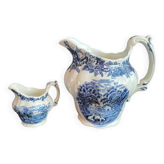 Set of 2 English porcelain pitchers