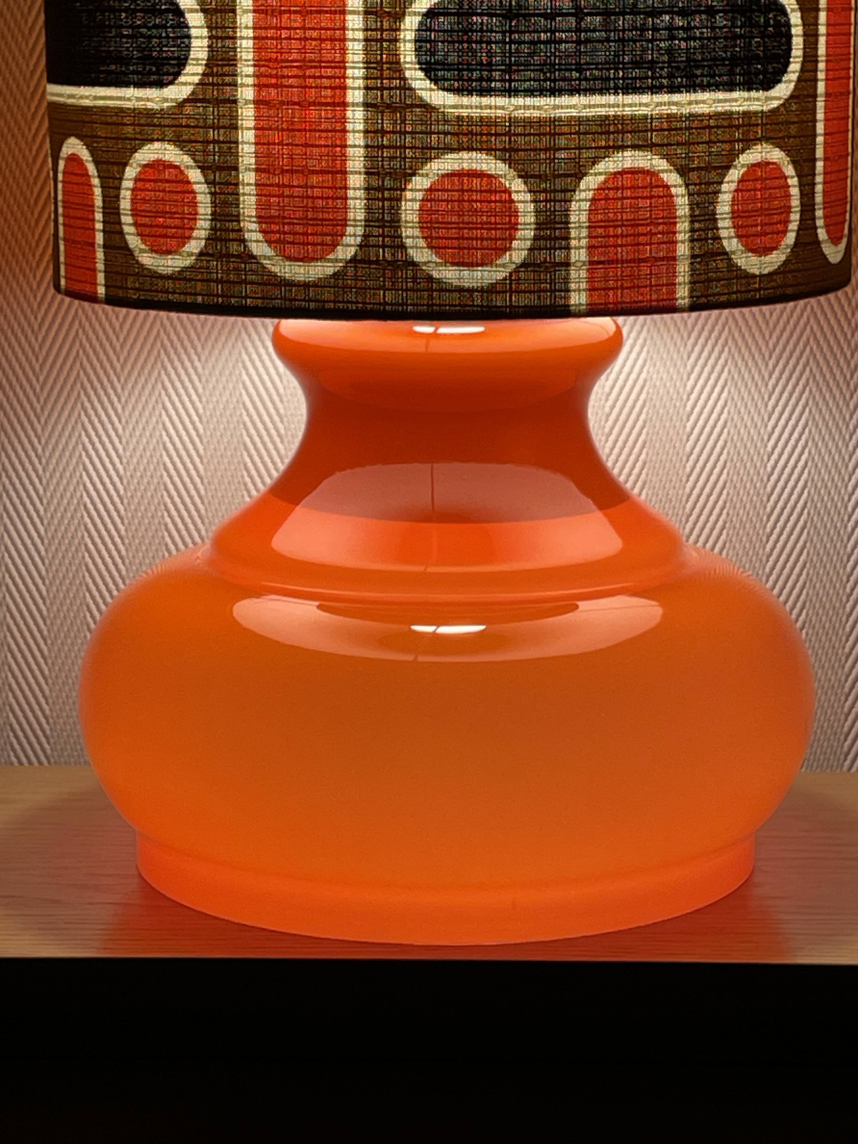 Naxos orange opaline lamp - vintage fabric from the 70s