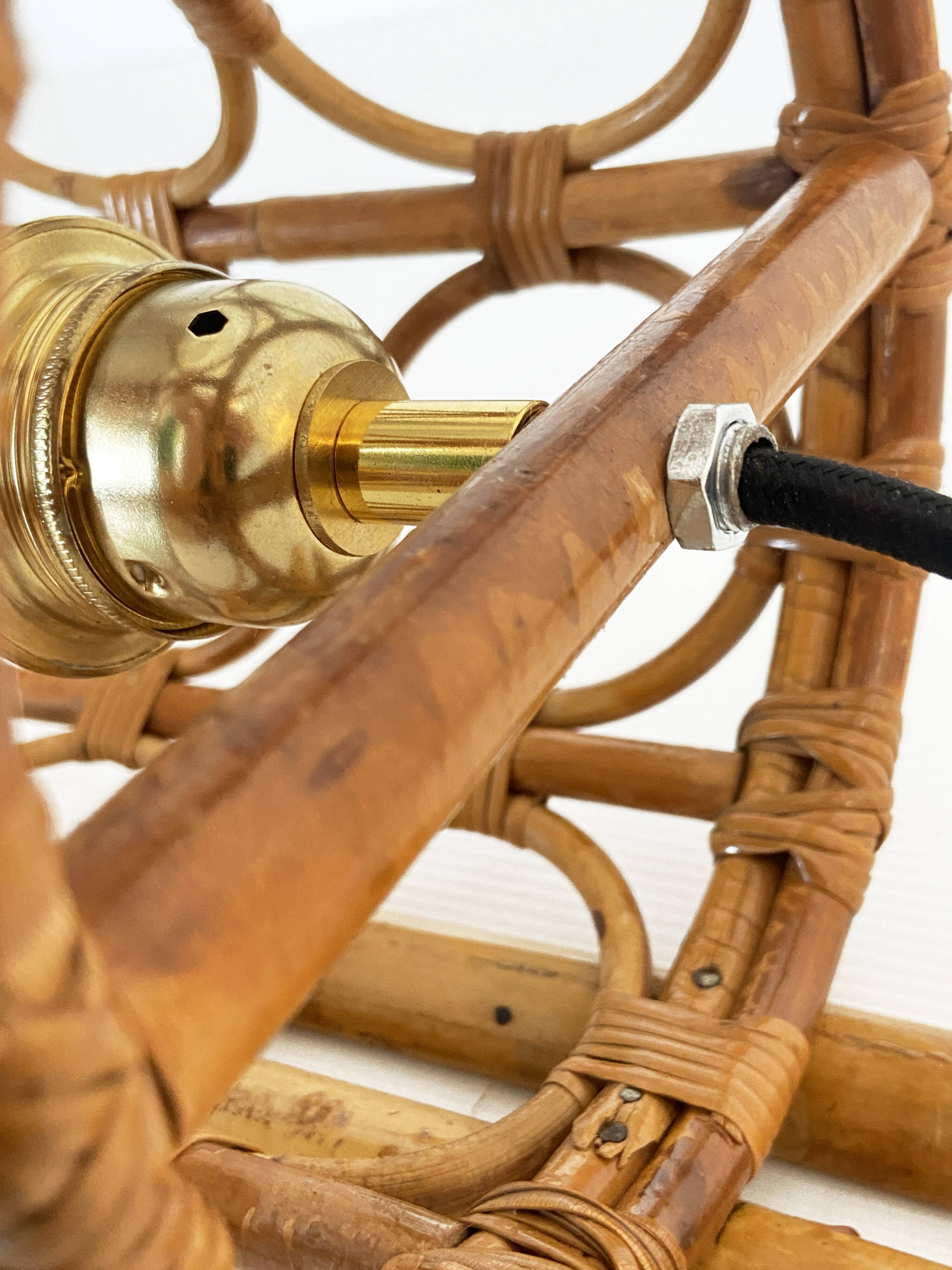 Mid-Century Rattan Wall Sconces — Louis Sognot Style
