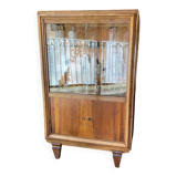 Art deco display cabinet in walnut and glass