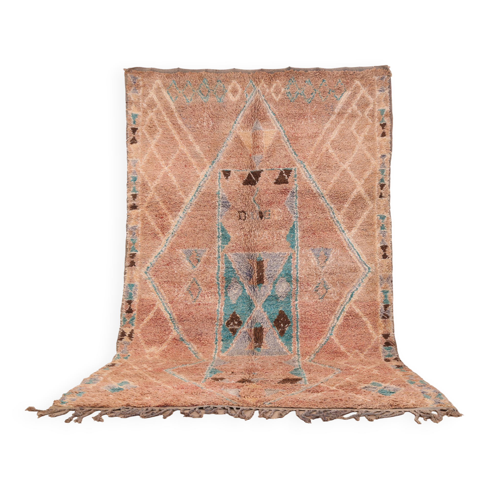 Terracotta Vintage Moroccan Rug 192 x 322 cm, Berber Handmade Wool Rug Boho