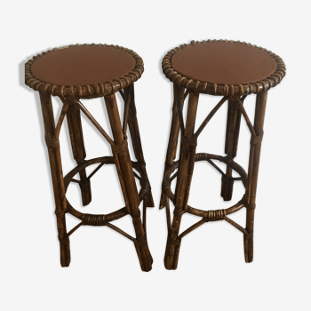 Vintage rattan top stool