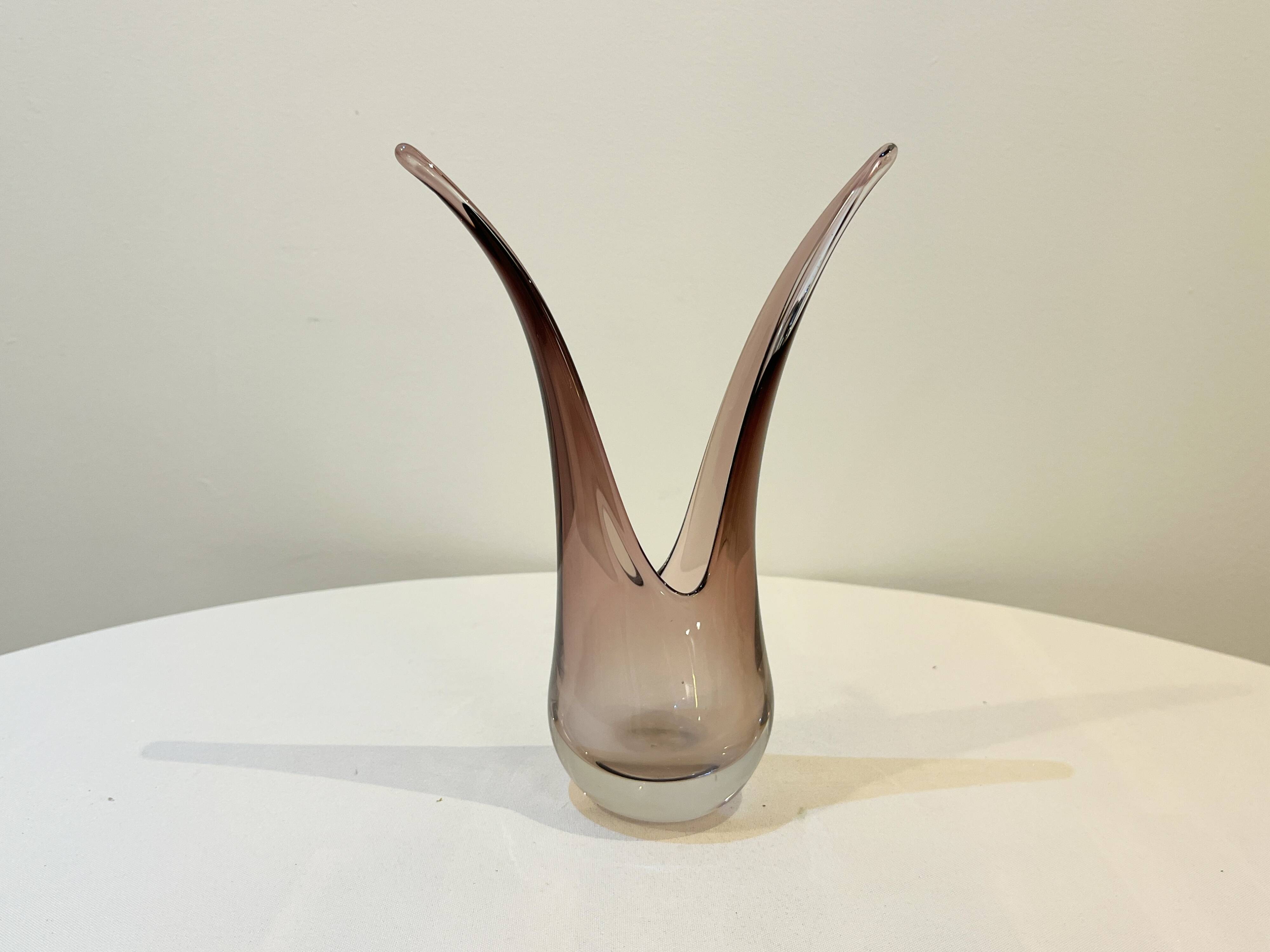 Vintage vase for ikebana or floral arrangement in amethyst crystal from VANNES ART FRANCE