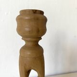 Carved olive wood candle holder