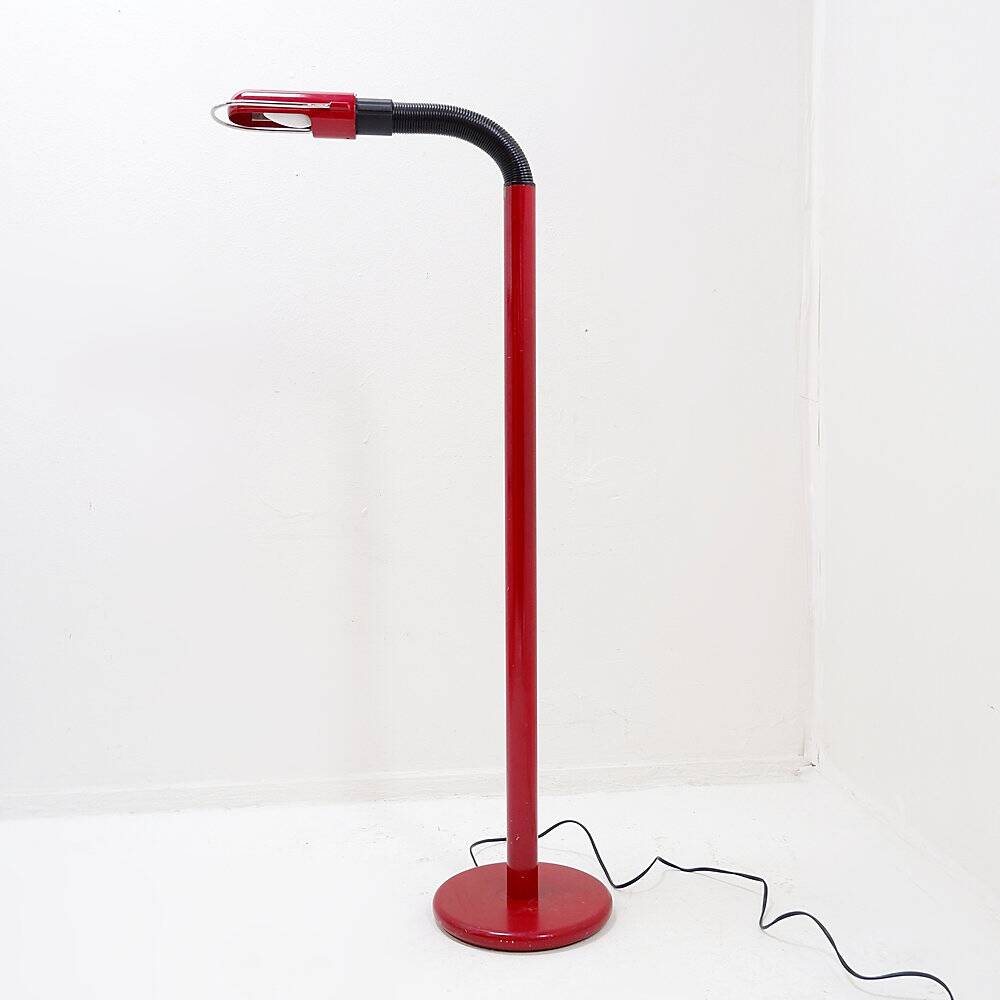 Space Age floor lamp with dark red shade - 1970s