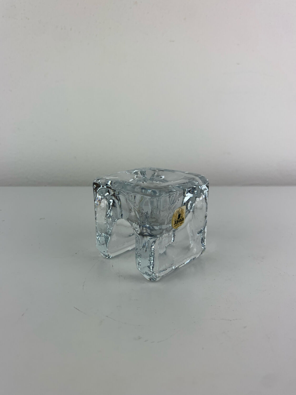 Juhava "ice cube" glass candlestick, vintage