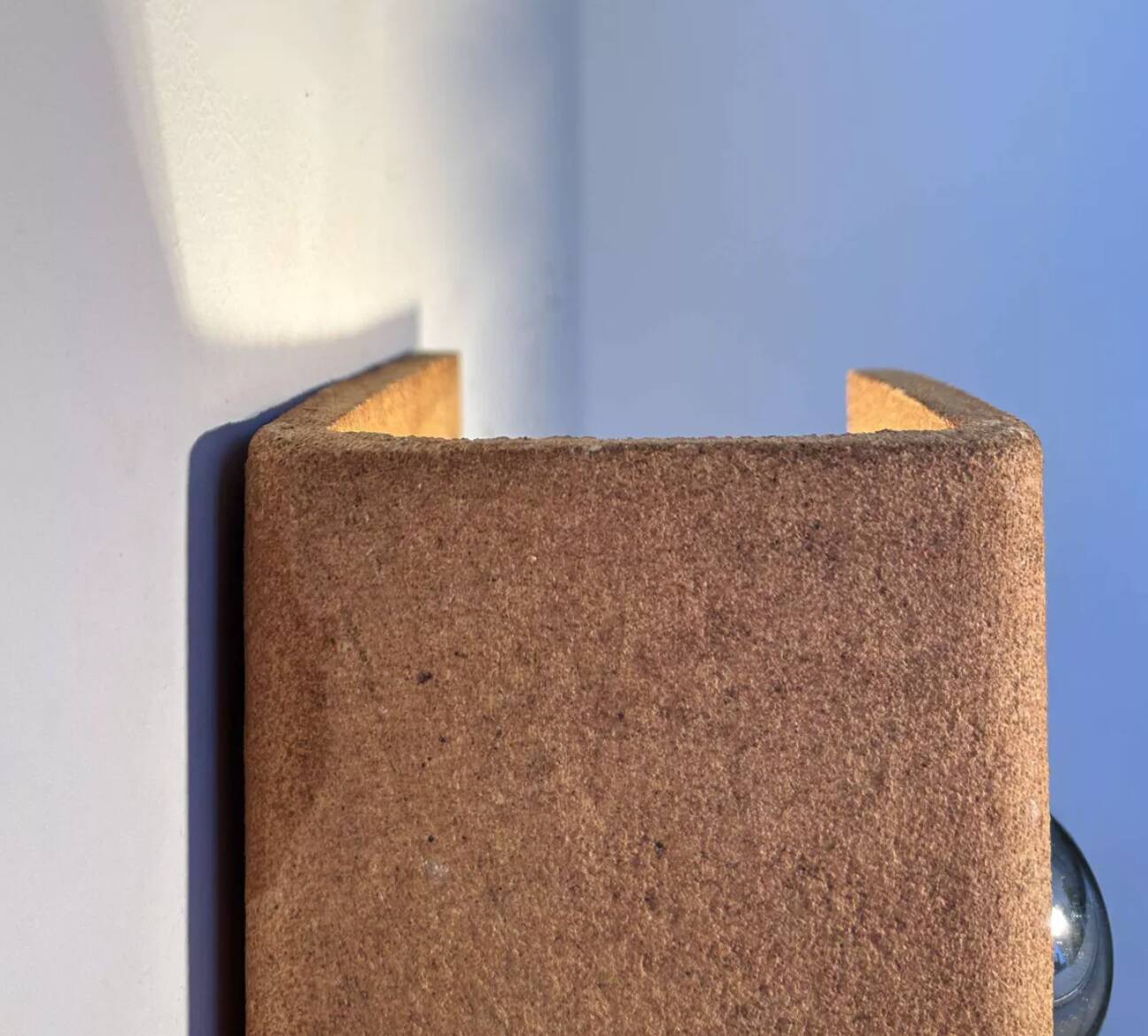 Vintage raw clay chamotte wall light, Guy Bareff, France 1970