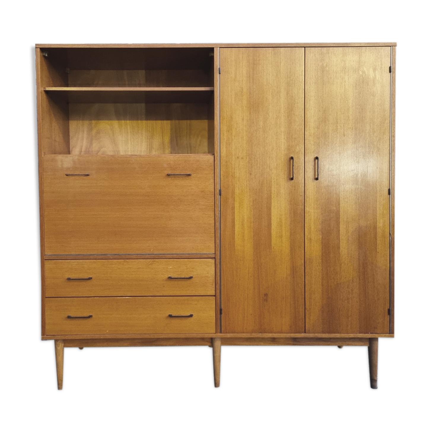 Combined modernist secretary, shelves, closet, wardrobe, vintage, 60s