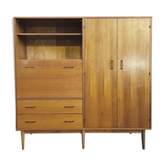 Combined modernist secretary, shelves, closet, wardrobe, vintage, 60s
