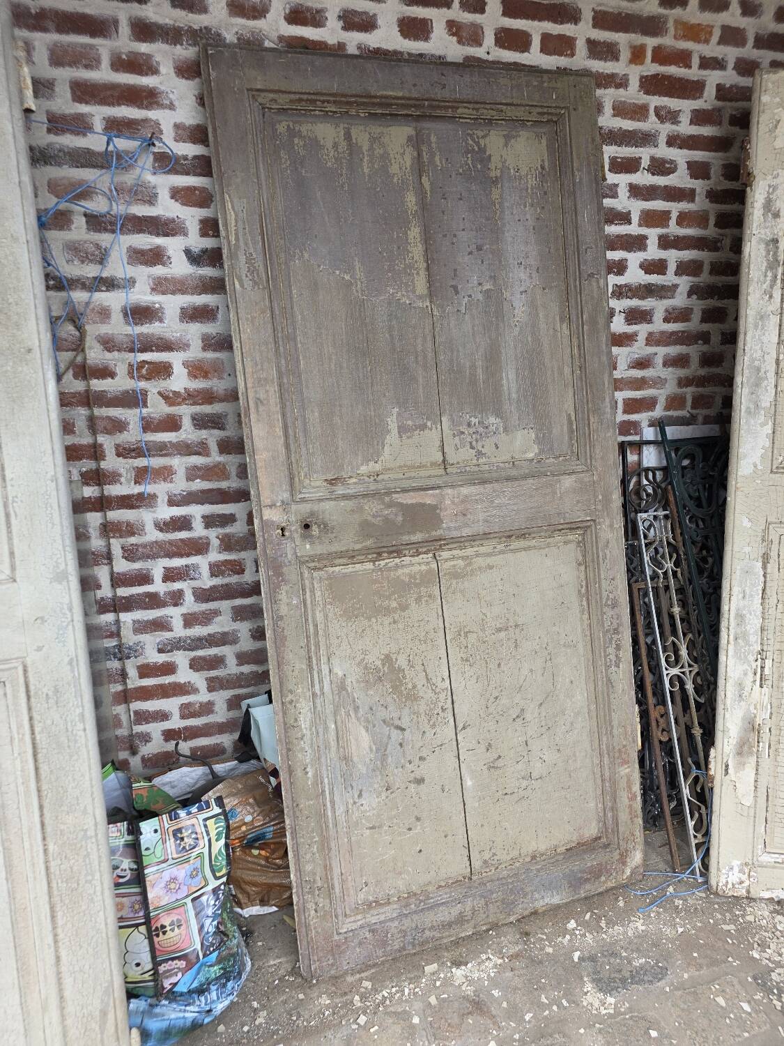 19th century partition door in double-sided solid oak