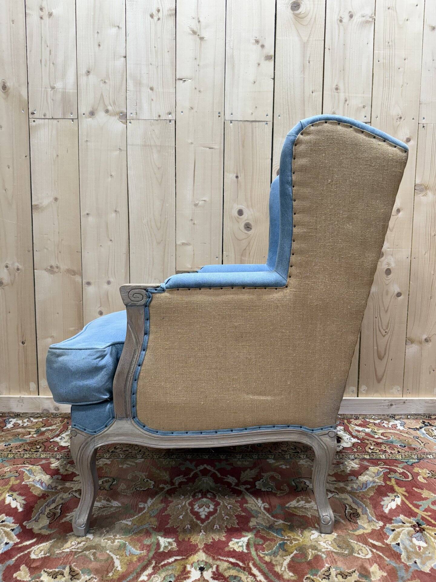 Louis XV style wingback armchair