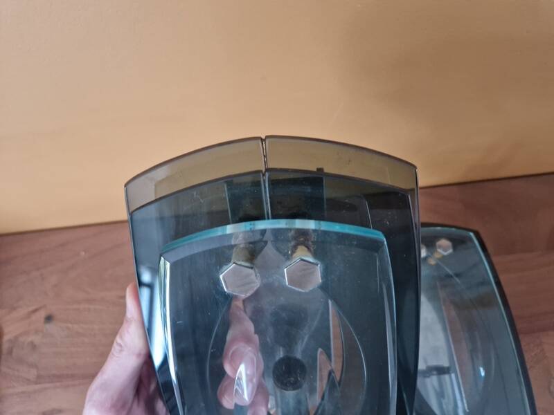 Pair of smoked glass wall lights - Veca editions, Fontana Arte - Design 1970