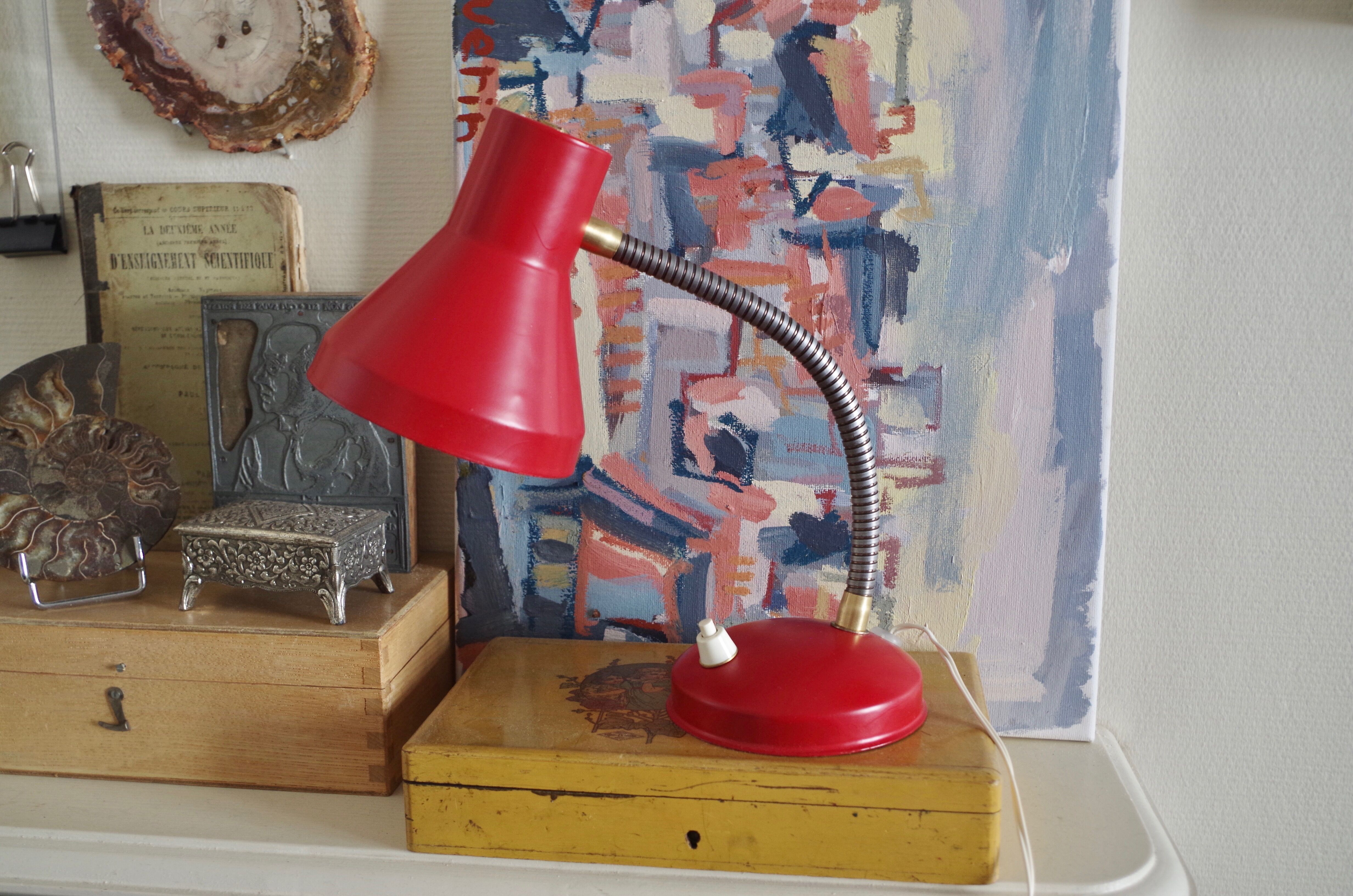 Table lamp red vintage year 70