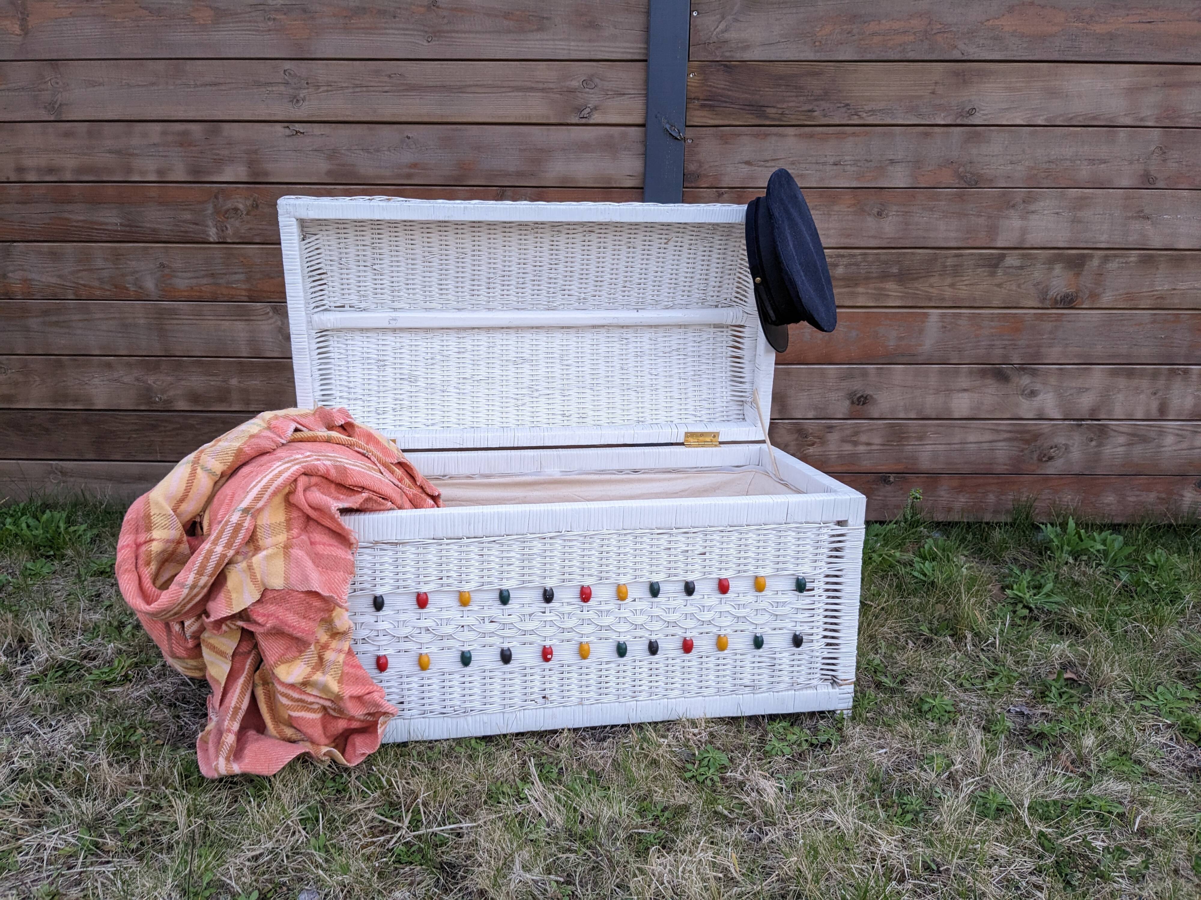 Vintage wicker chest shabby chic