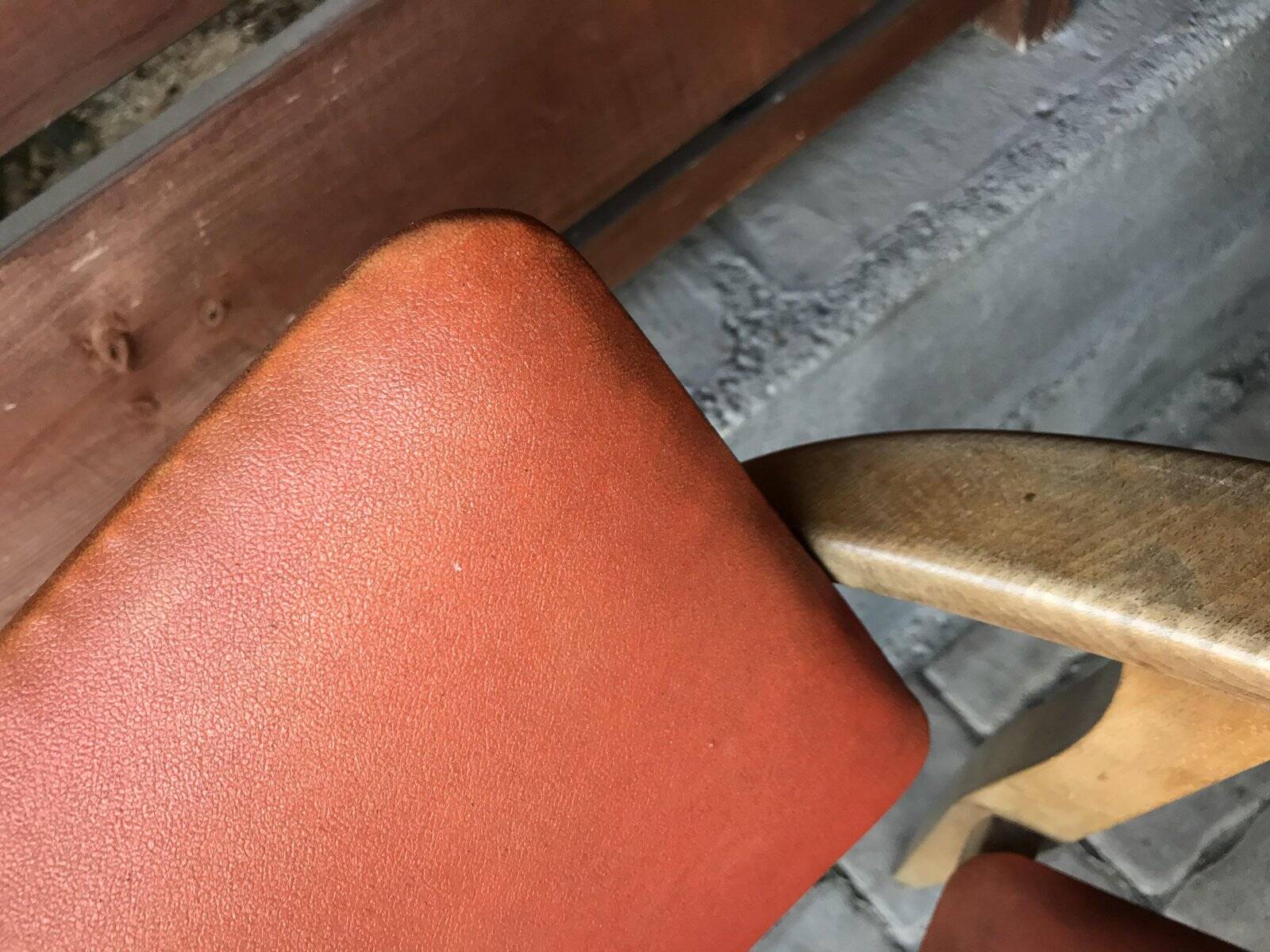 Red Art Deco office chair in wood, Lajos Kozma style, 1940s.