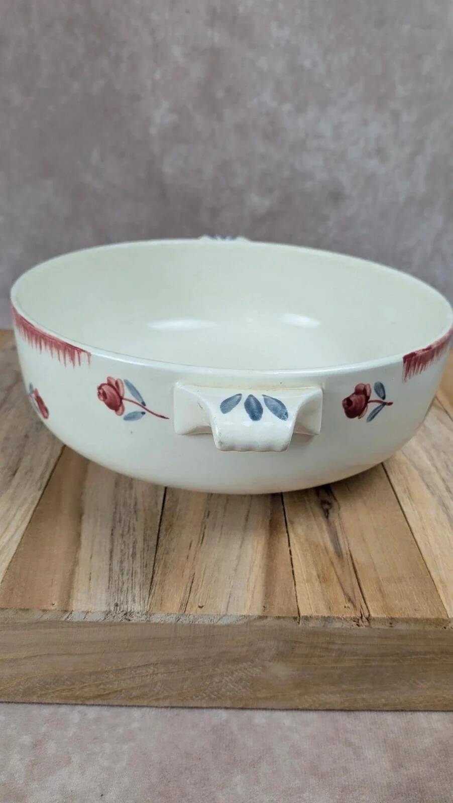 Soup tureen / salad bowl Gien Venice Poitevine hand-painted