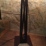 Mahogany lamp with carved base