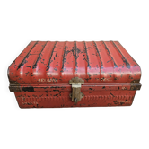 Old metal and brass travel trunk from the Indian Railway