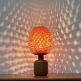 Vintage Scandinavian table lamp in bamboo and wood, 1970s.