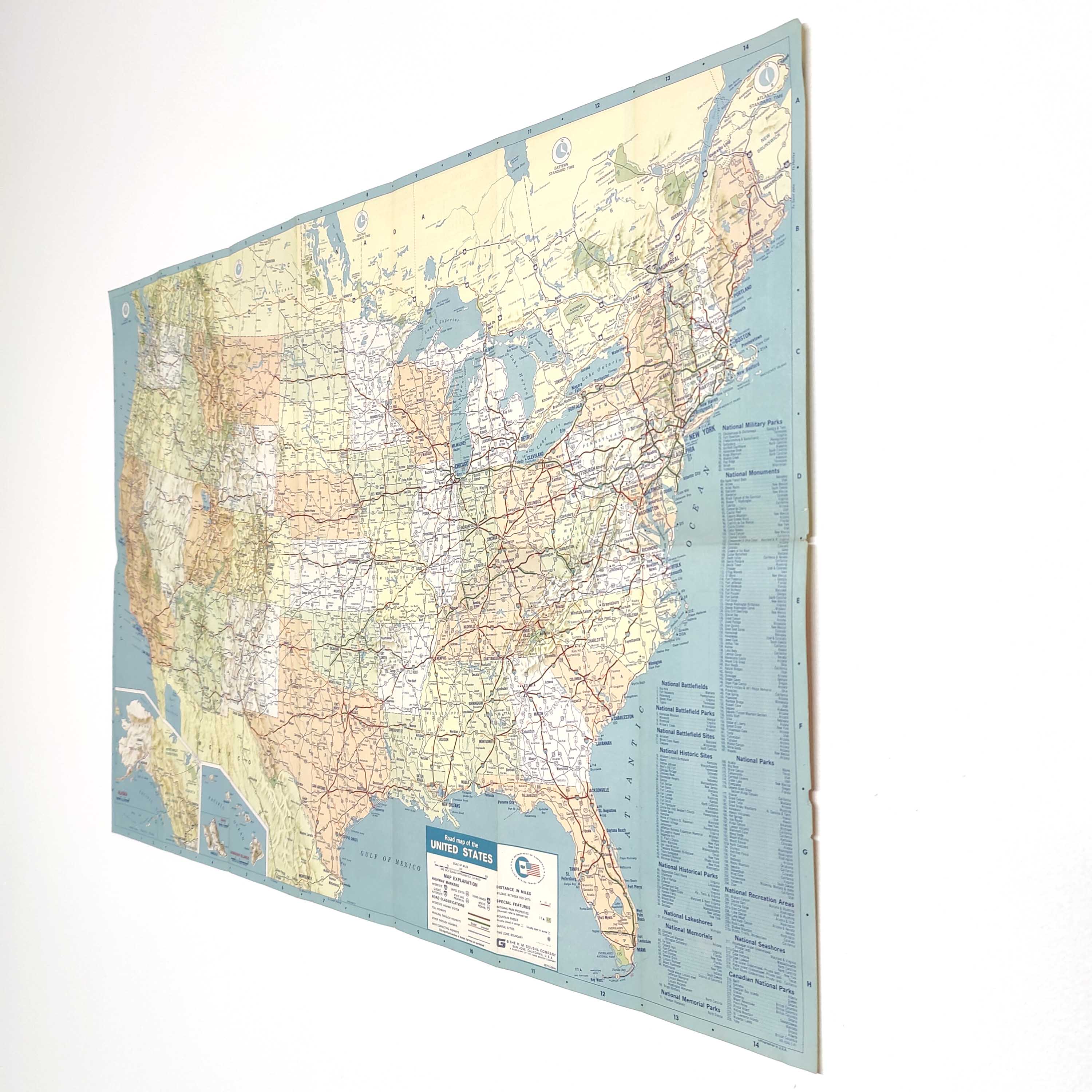 Vintage map USA 1970 America