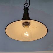 Industrial Green Enamel Military Pendant Lamp with Cast Aluminium Top, 1960